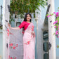 Elegant pink saree for women with floral embroidery, paired with a matching blouse for a stunning look