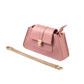 Stylish pink shoulder bag for women with a gold chain strap and elegant design