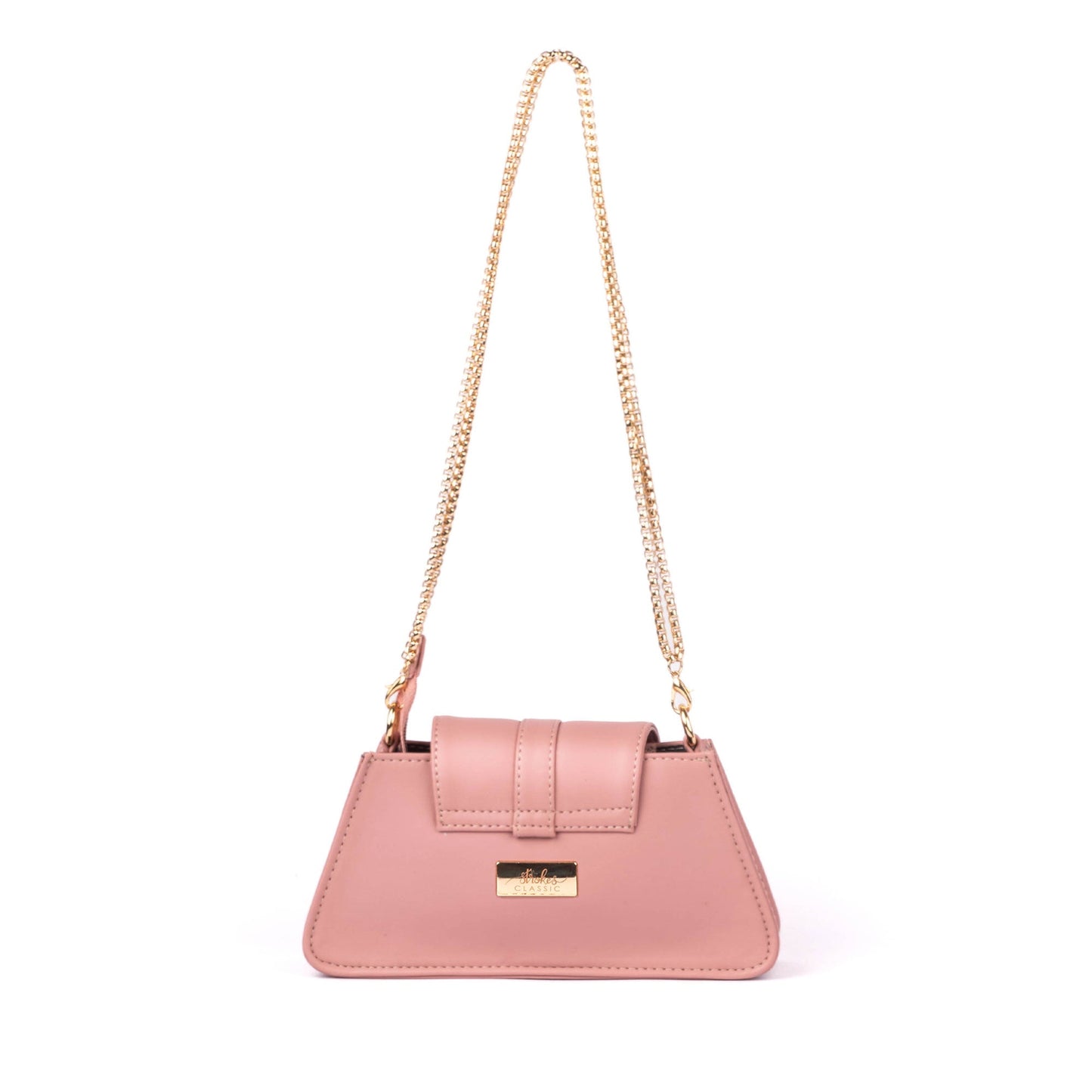 Stylera Mini Baguette Bag in pink, stylish shoulder bag for women with chain strap