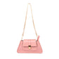 Stylish pink shoulder bag for women with a gold chain strap and modern design