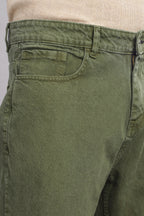 Plain Baggy Olive Green Jeans