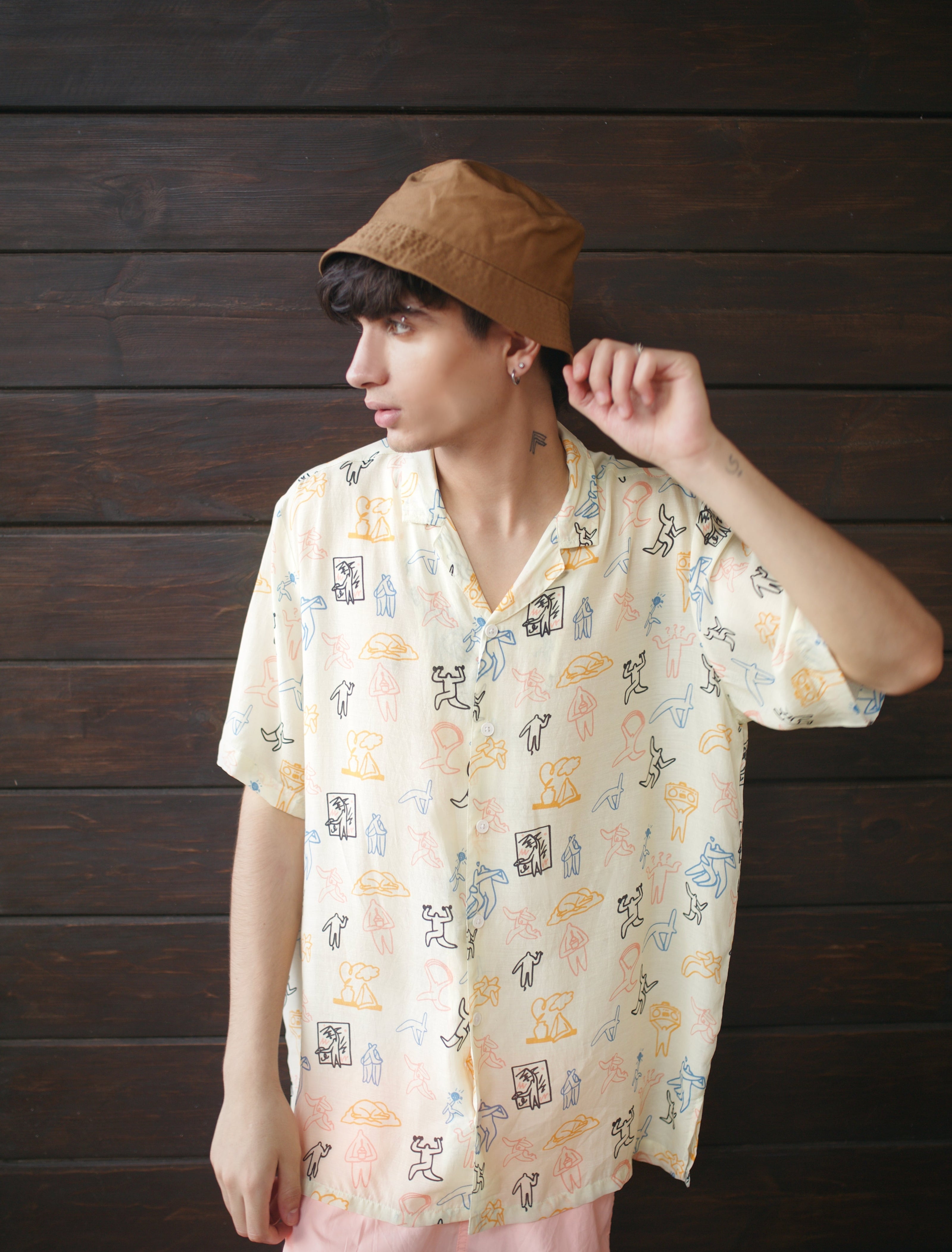 Men's printed loose fit shirt for men with colorful designs and relaxed silhouette