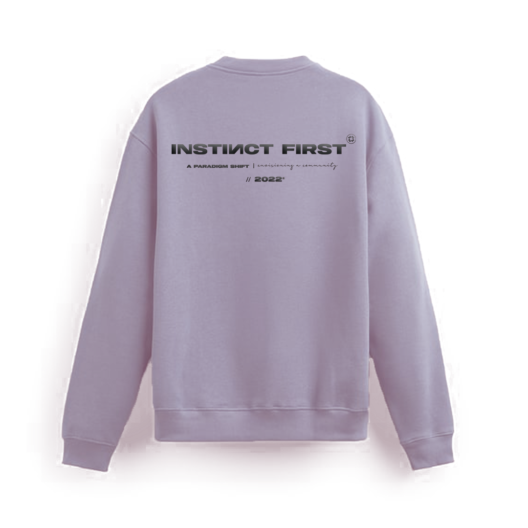 Stylera purple sweatshirt for women crewneck with black logo print on back soft cotton blend