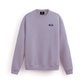 Stylera purple sweatshirt for women crewneck lavender pullover with small chest logo, ribbed cuffs and hem