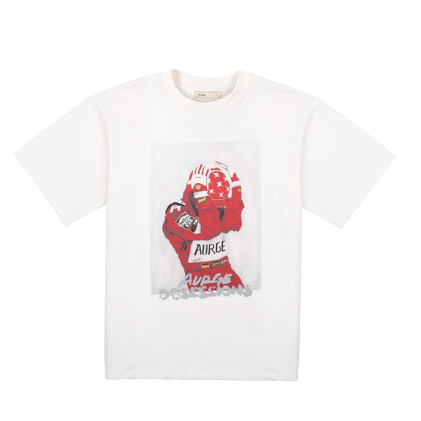 Stylera reconquer t-shirt for men featuring a bold graphic design in red and white