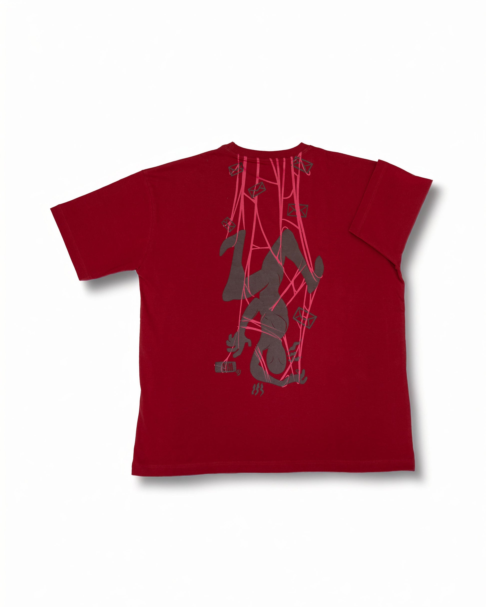 Red Bold Print Casual Tee for Men featuring a unique graphic design and comfortable fit