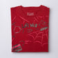 Red bold print casual tee for men featuring a unique life web graphic design