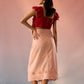 Stylera red top and skirt matching set with ruffled sleeves and eyelet detailing on skirt