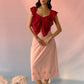 Stylera ra red top and skirt matching set with lace details and bow front design