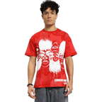 Static Jungle Round Neck Printed Red T-Shirt FLYAF