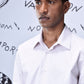 Stylera model wearing regular fit men's shirt cotton light pink button up dress shirt