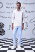 Male model wearing a pale pink button down regular fit men&