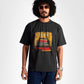 Stylera regular fit vintage car t-shirt in black worn by a man with curly hair and sunglasses
