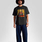 Man wearing Stylera regular fit vintage car t-shirt with graphic design and casual navy pants