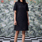 Stylera relaxed fit black dress for women mid thigh lace A line shift dress short sleeves
