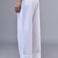Stylera white wide leg trousers back view with cuff and pocket relaxed fit cotton pants for women