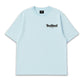 Stylera retro blue oversized t-shirt with small chest logo relaxed fit cotton crewneck
