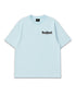 Stylera retro blue oversized t-shirt with small chest logo relaxed fit cotton crewneck