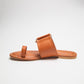 Stylera trendy leather flats for women in brown with open toe and ankle strap design