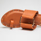 Stylera trendy leather flats for women in tan with studded sole and wide buckle strap