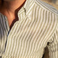 The Monaco Linen Striped Shirt in Sage Green