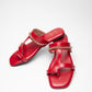 Stylera stylish red flat sandals with gold chain detail and open toe design