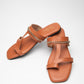 Stylera trendy tan flats for women with gold chain detail and square toe design