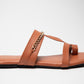 Stylera trendy tan flats for women with gold chain detail and open toe design