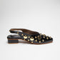 stylera black heels with gold studs and trendy gold accent footwear design