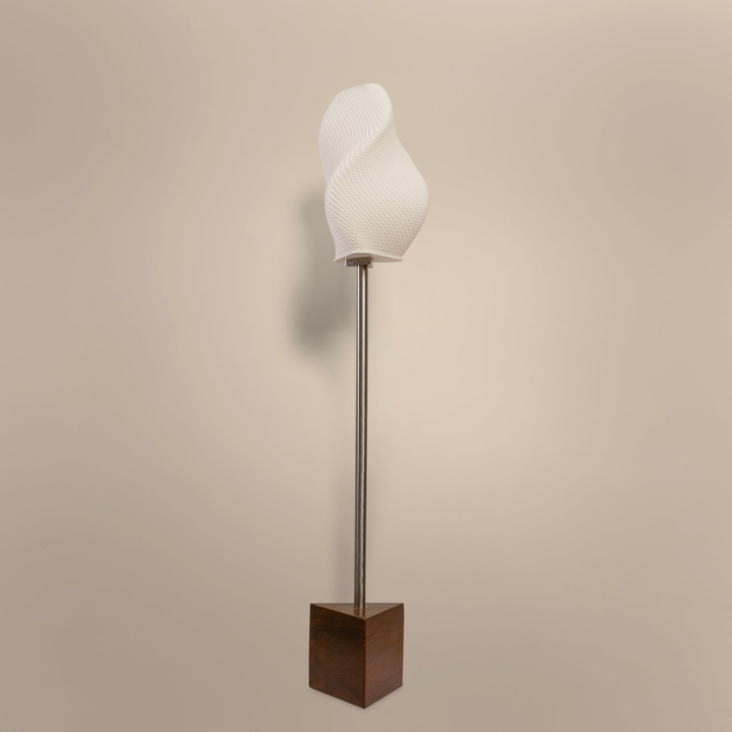 Sozori Serpe floor lamp for living room with a stylish spiral shade and wooden base