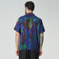 Stylera short sleeve artistic button up shirt in vibrant colors with abstract design