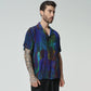 Stylera short sleeve artistic button up shirt with vibrant abstract pattern for a stylish look
