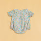 Floral short sleeve baby romper with a lace collar design for stylish infants