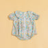 Floral Stylera short sleeve baby romper with a cute collar and button detailing