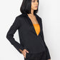 Stylera chic black blouse for women with deep V-neck and long sleeves styled with black pants