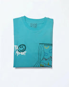 Stylstpls sky blue oversized t-shirt featuring a fun graphic design and relaxed fit