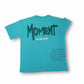 Stylstpls sky blue oversized t-shirt with bold MOMENT print on the back