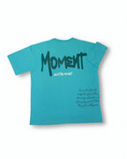 Stylstpls sky blue oversized t-shirt with bold MOMENT print on the back