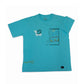 Stylstpls sky blue oversized t-shirt with playful mountain and window graphic design