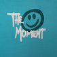 Stylstpls sky blue oversized t-shirt featuring a playful smiley design and bold text