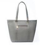 Stylish slate grey tote bag by Stylera featuring a spacious design and exterior zip pocket