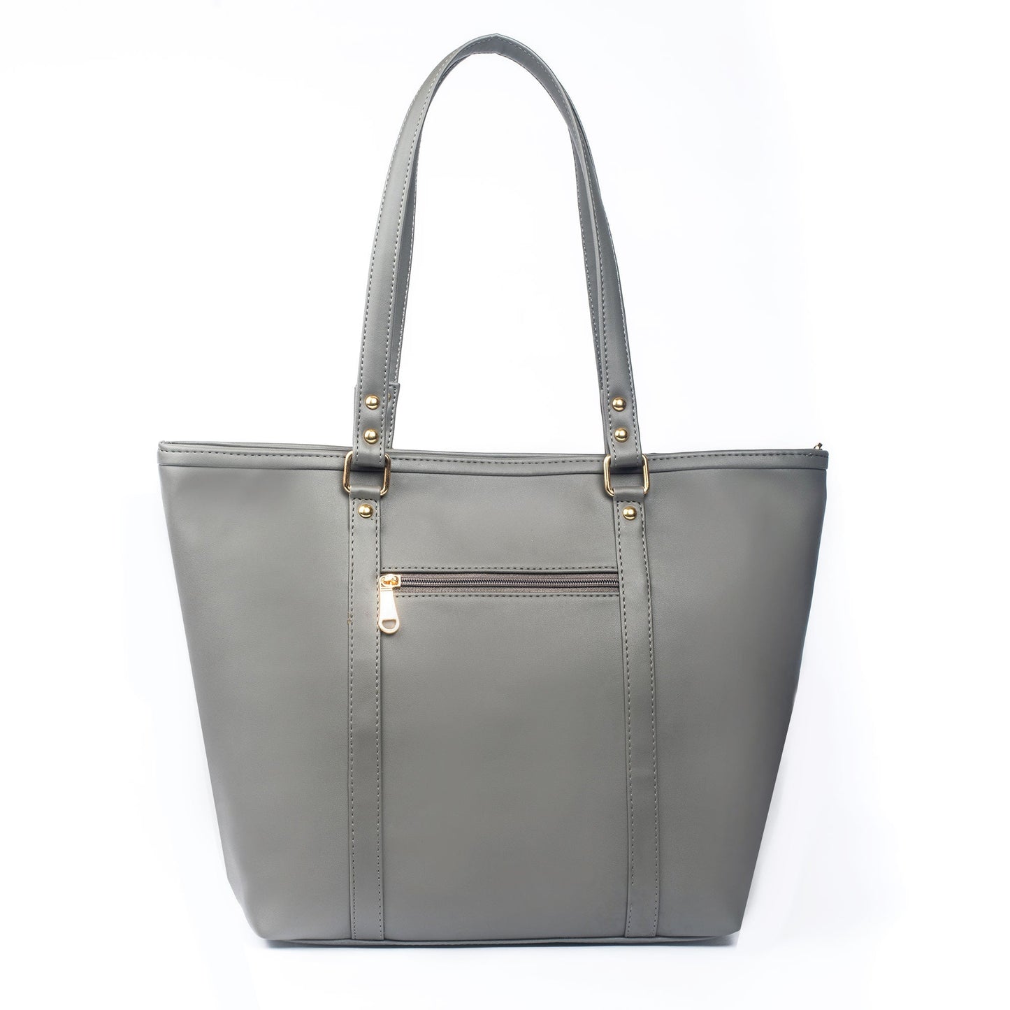 Stylish slate grey tote bag by Stylera featuring a spacious design and exterior zip pocket