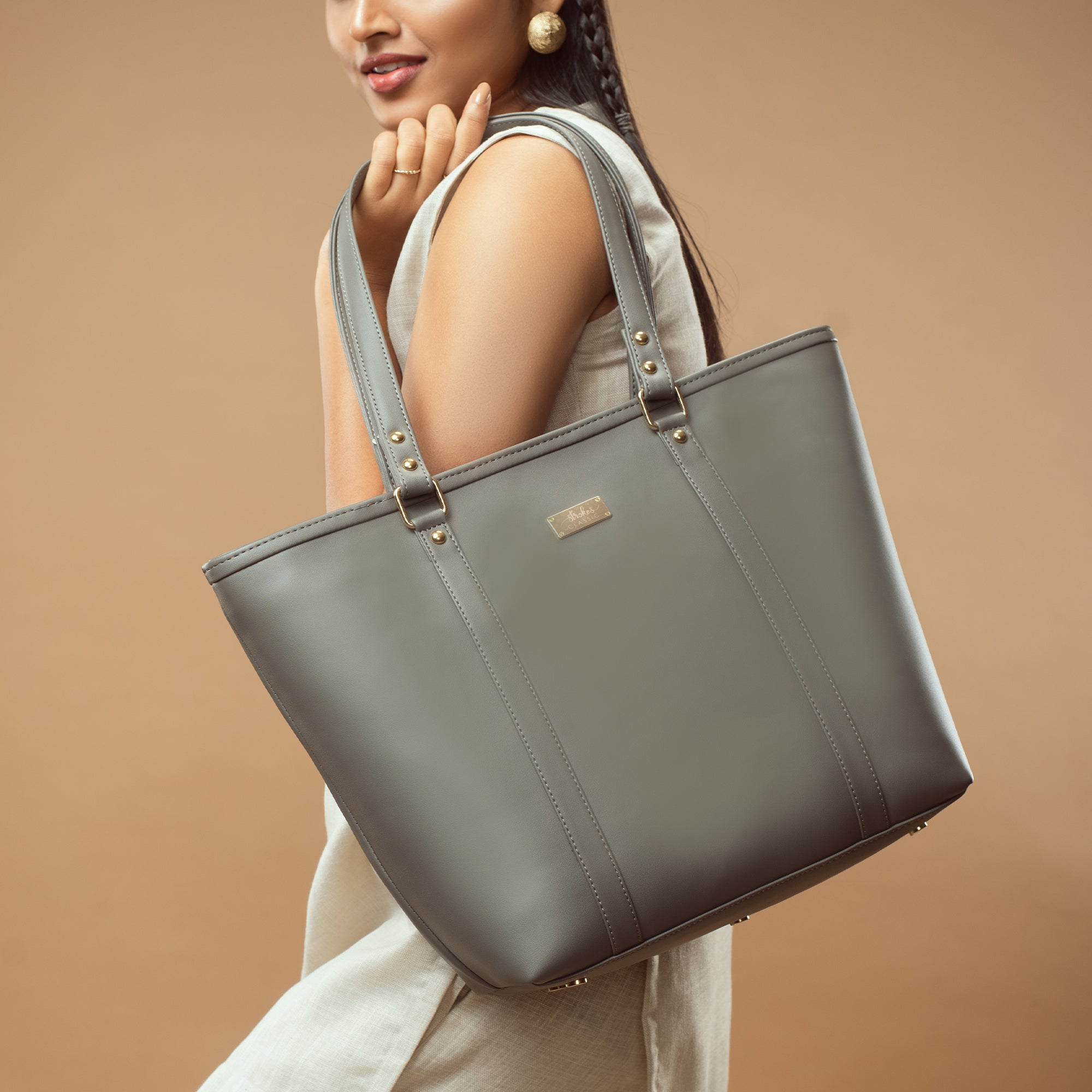 Stylish slate grey tote bag by Stylera with spacious interior and elegant design