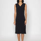 Stylera sleek black evening dress sleeveless V-neck midi length with fitted silhouette