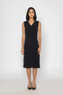 Stylera sleek black evening dress sleeveless V-neck midi length with fitted silhouette