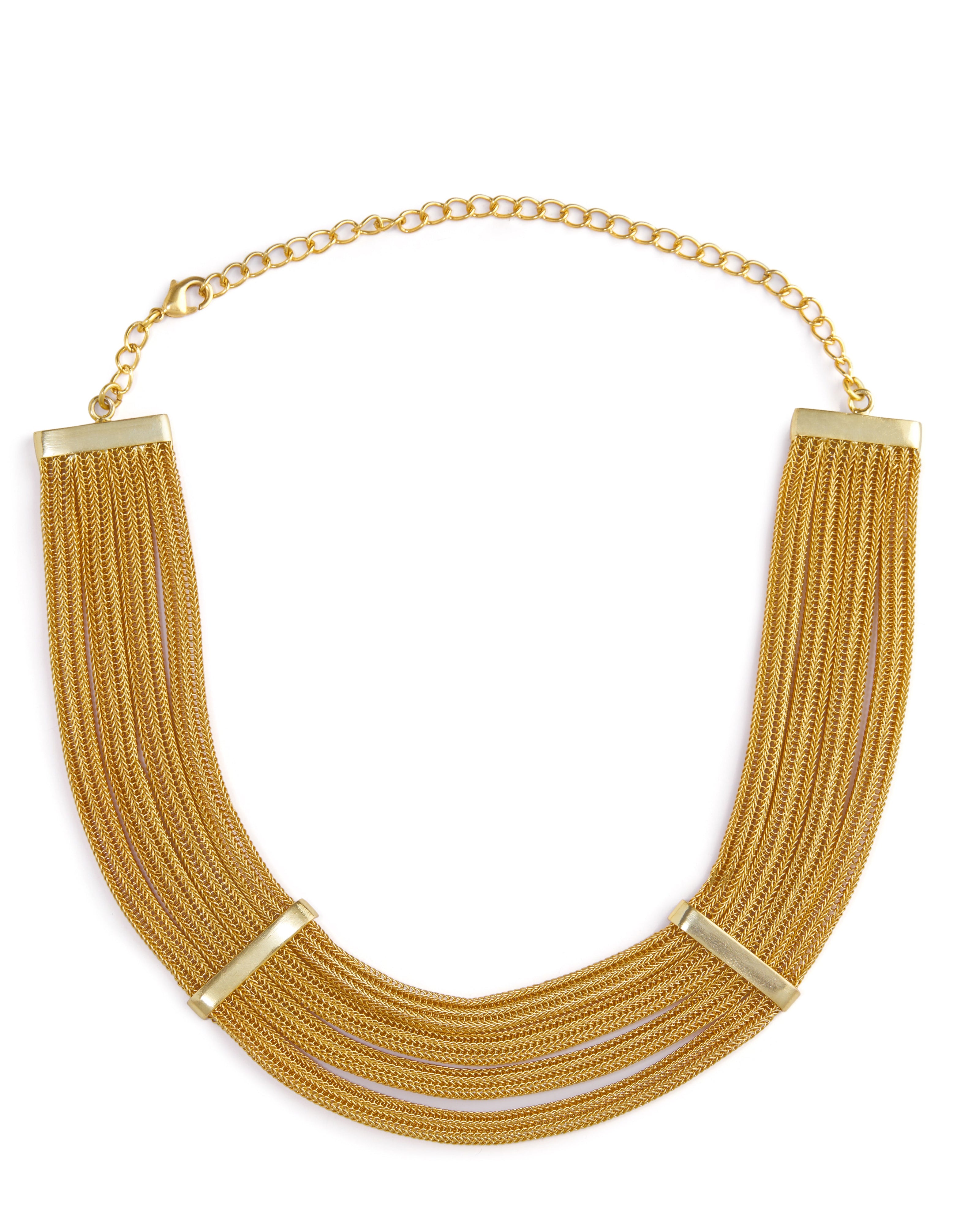 Stylera multi strand statement gold necklace for women with layered chain design and adjustable clasp
