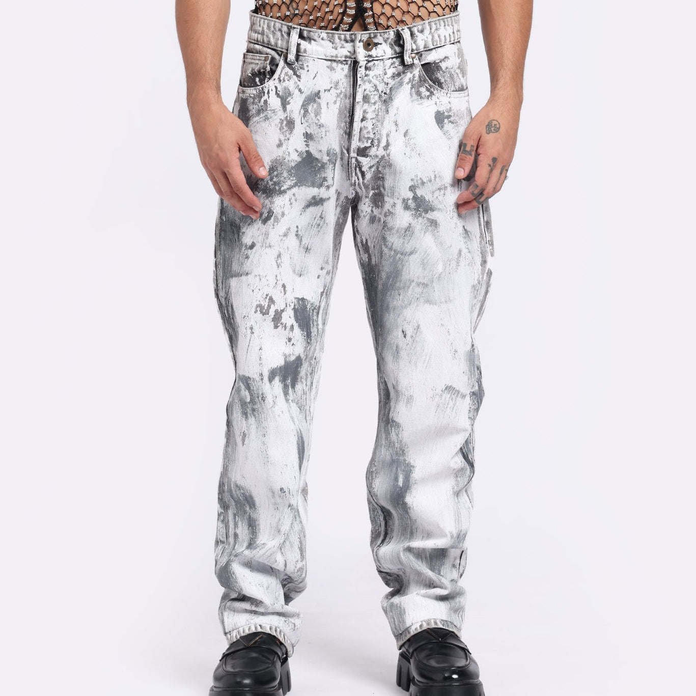 Stylera street style men's fashion jeans in a faded grey finish with a relaxed fit