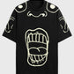 Stylera black oversized t shirt with bold white face art mouth graphic trendy oversized art tee for men