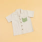 Stylera Striped Casual Two Piece Outfit Short-Sleeve Shirt with Green Pocket