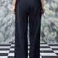 Stylera loose fit black pants for women high waist wide leg trousers with back flap pockets